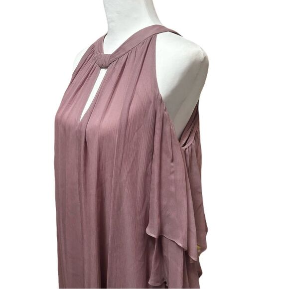 NWT | BCBGMAXAZRIA Dark Lavender Silk Cold Shoulder Dress | XS - Picture 3 of 10